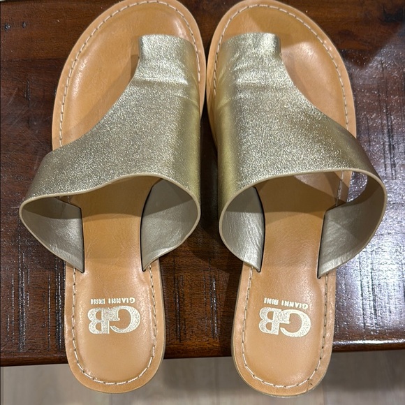 Gianni Bini Women's Gold Slide Sandals - Picture 4 of 5